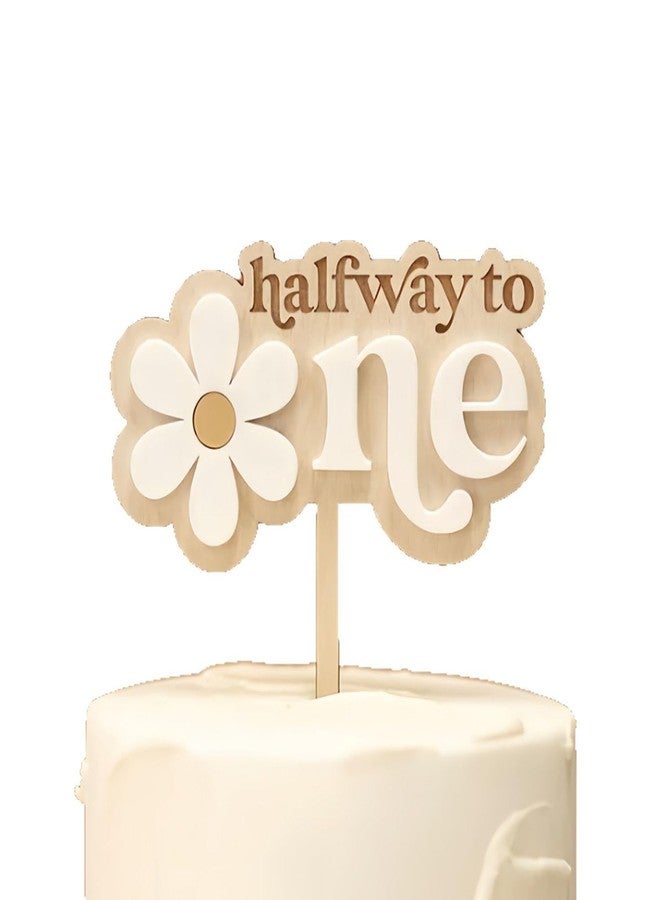 ريماكس زينة كعكة "منتصف الطريق إلى واحد"، زينة كعكة "منتصف الطريق إلى واحد" بطبقتين، زينة عيد ميلاد نصف سنوية، لوازم حفلات الأطفال الرضع (أولاد وبنات) بعمر 6 أشهر - Image 3